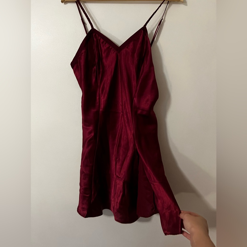 Victorias Secret Gold Label Satin Slip Nightgown with Front Slit, Braided Strap